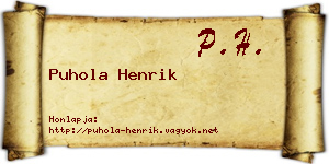 Puhola Henrik névjegykártya